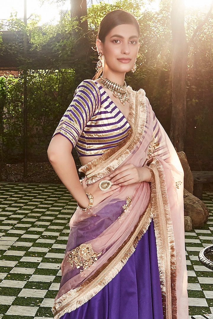 Deep Purple Gota Wedding Lehenga Set by Ranian at Pernia's Pop Up Shop