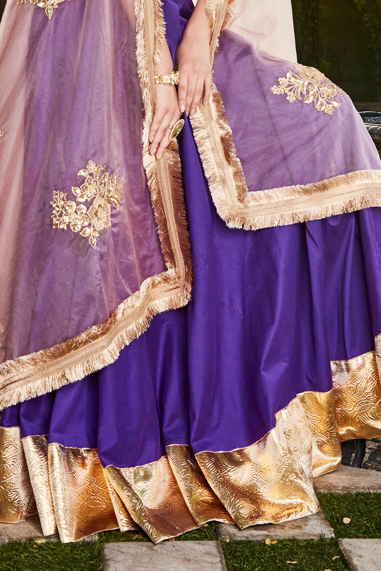 Buy Purple Multi-Tiered Lehenga Set by Designer SEEMA GUJRAL Online at  Ogaan.com