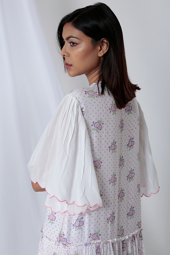 White Floral Hand Block Printed Summer Dress by Negra Elegante at Pernia's Pop Up Shop