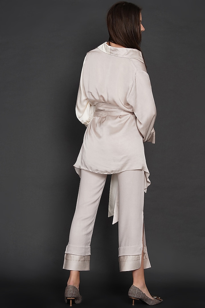 Ivory & White Top With Belt by Angry Owl at Pernia's Pop Up Shop