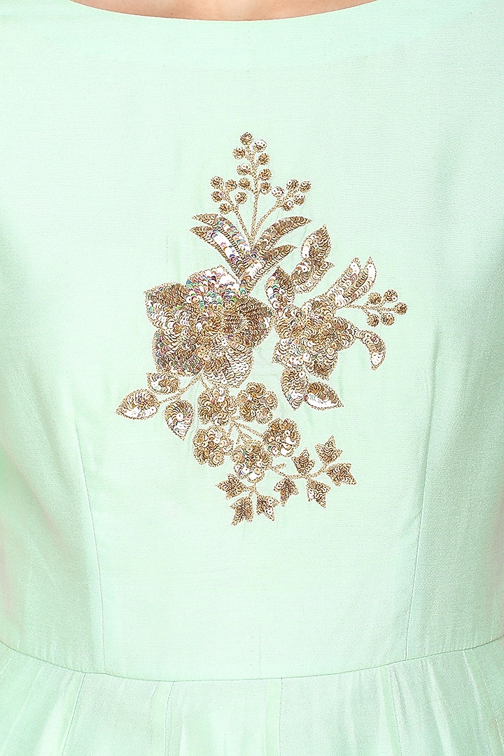 Powder blue embroidered peplum kurta with ivory dhoti pants set available only at Pernia's Pop Up Shop.