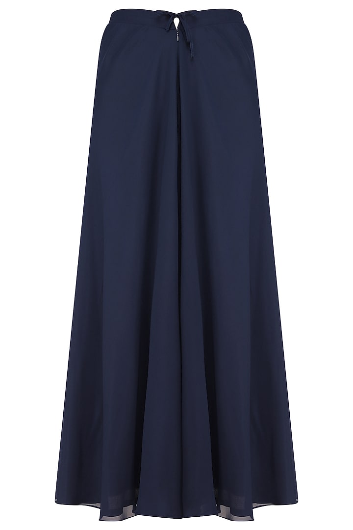 Navy blue embroidered kurta with sharara pants set available only at Pernia's Pop Up Shop.