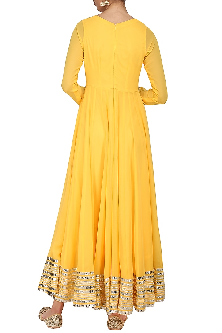 Yellow embroidered anarkali set available only at Pernia's Pop Up Shop.