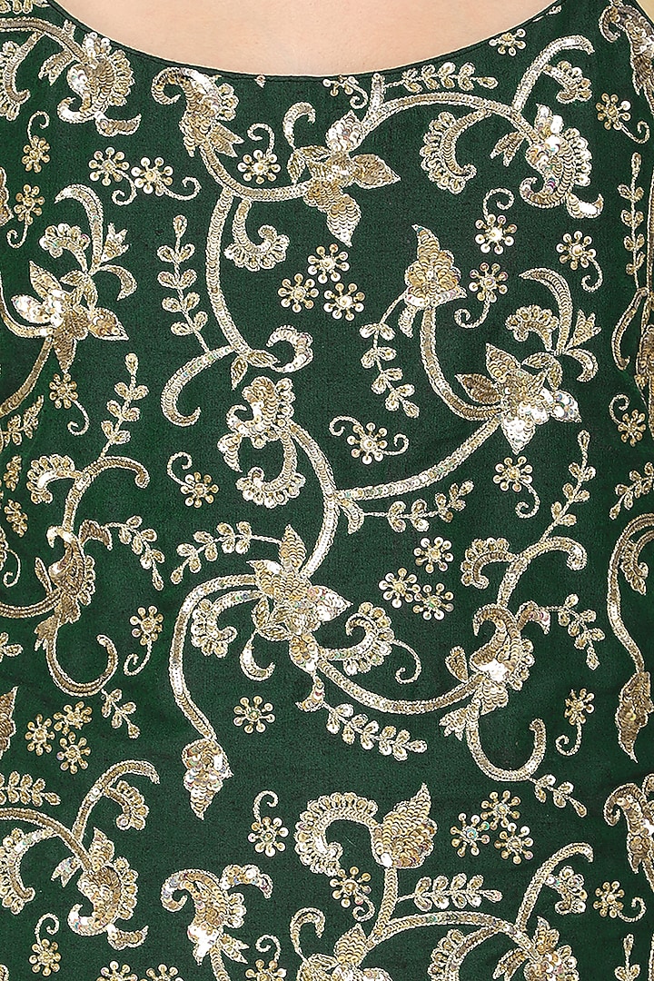 Emerald green embroidered kurta with palazzo pants set available only at Pernia's Pop Up Shop.