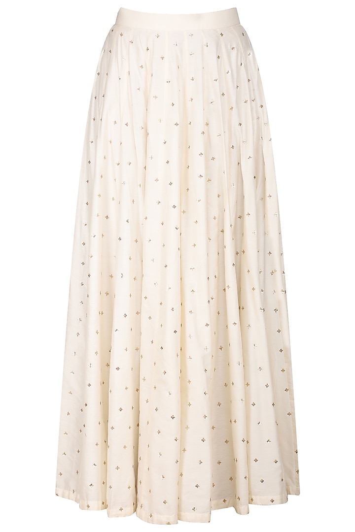 Wine embroidered kurta with ivory skirt set available only at Pernia's Pop Up Shop.