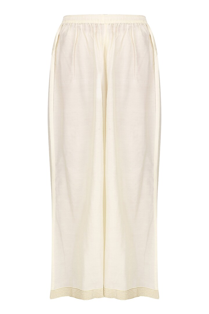 Ivory embroidered tunic with palazzo pants set available only at Pernia's Pop Up Shop.