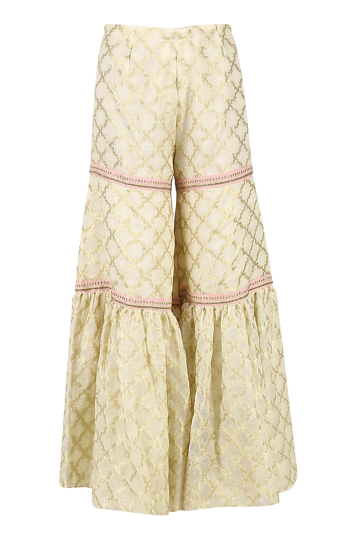 Blush pink short peplum with gharara main image 0