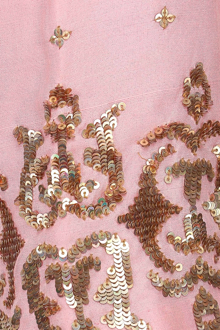 Blush pink embroidered peplum kurta with dhoti salwar set available only at Pernia's Pop Up Shop.