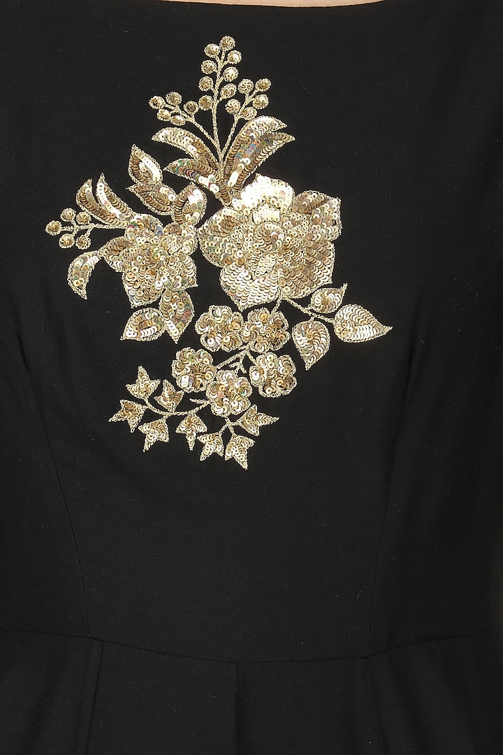 Black embroidered peplum kurta with dhoti salwar set available only at Pernia's Pop Up Shop.