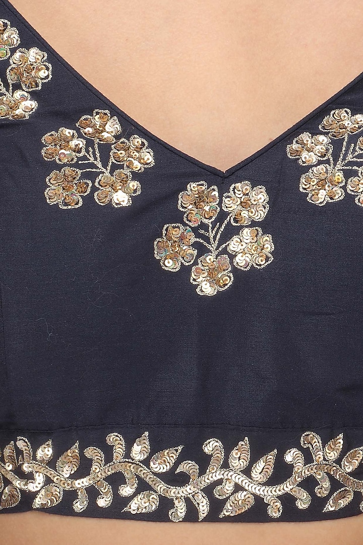 Midnight blue embroidered lehenga set available only at Pernia's Pop Up Shop.