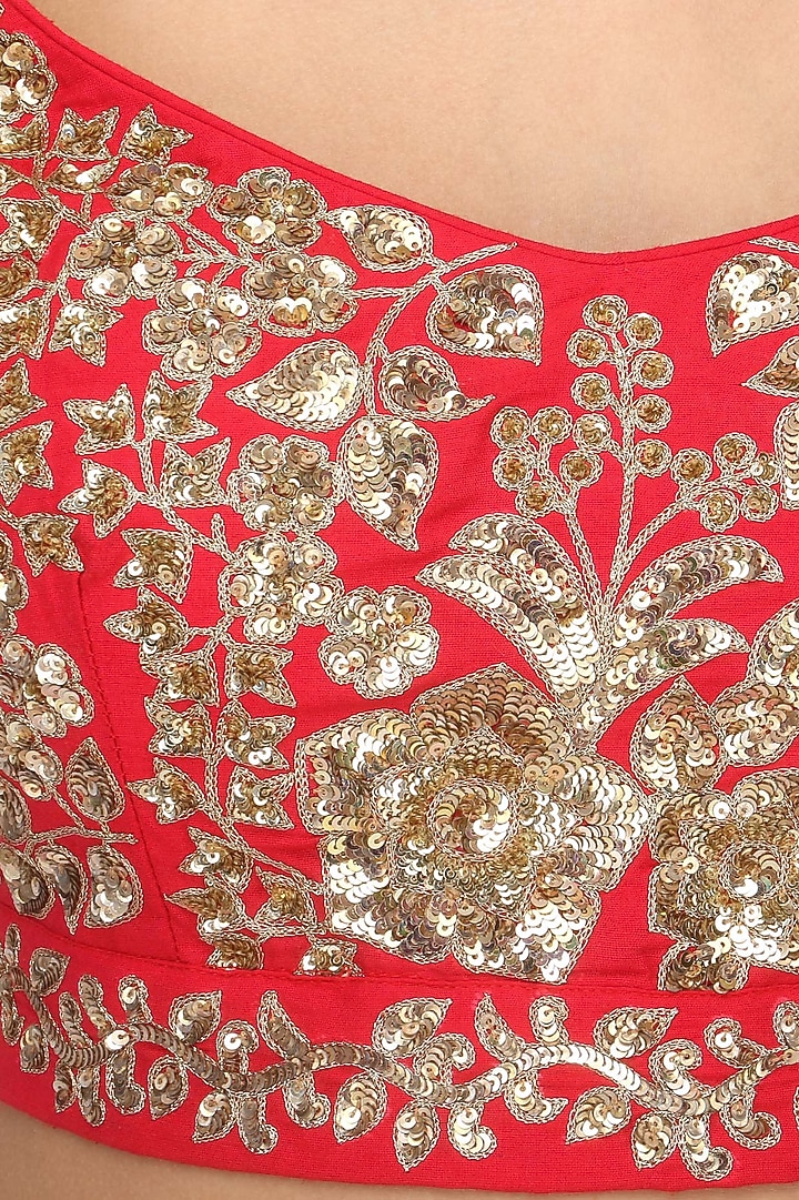 Crimson red embroidered lehenga set available only at Pernia's Pop Up Shop.