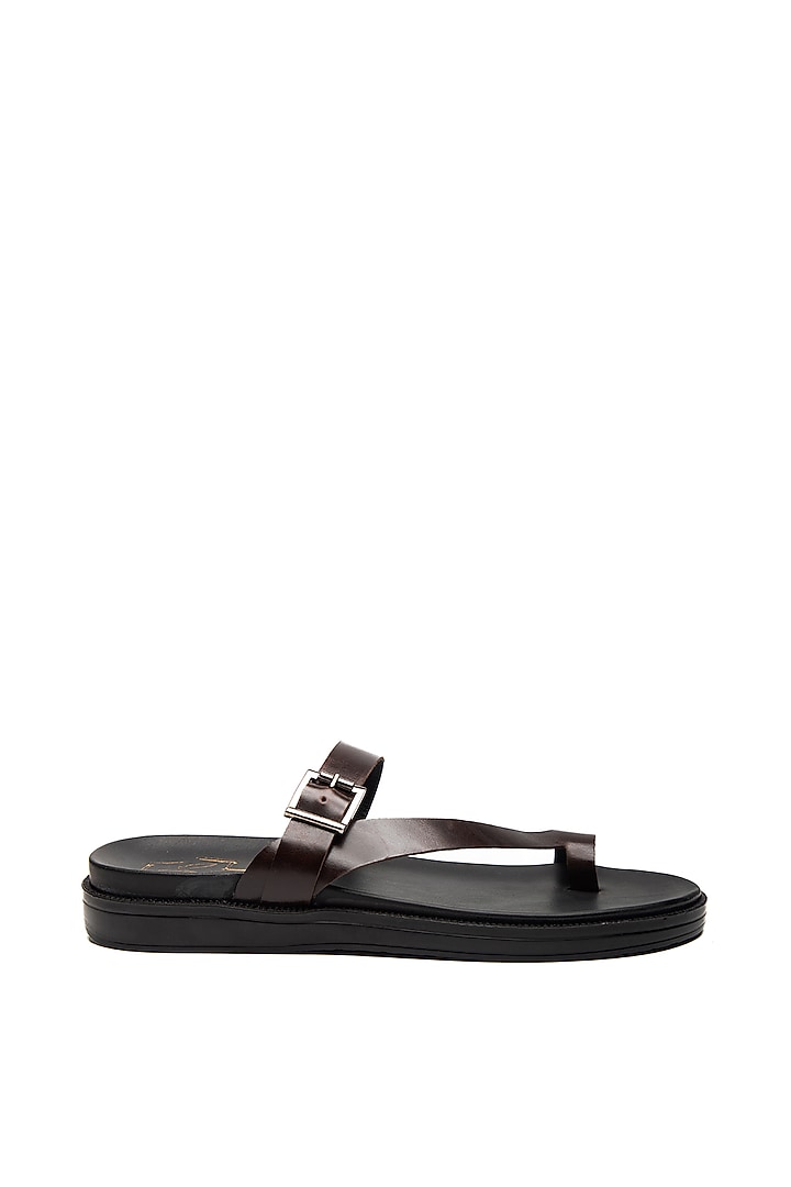 Brown Faux Leather Brown Flats by NIDHI BHANDARI MEN at Pernia's Pop Up Shop