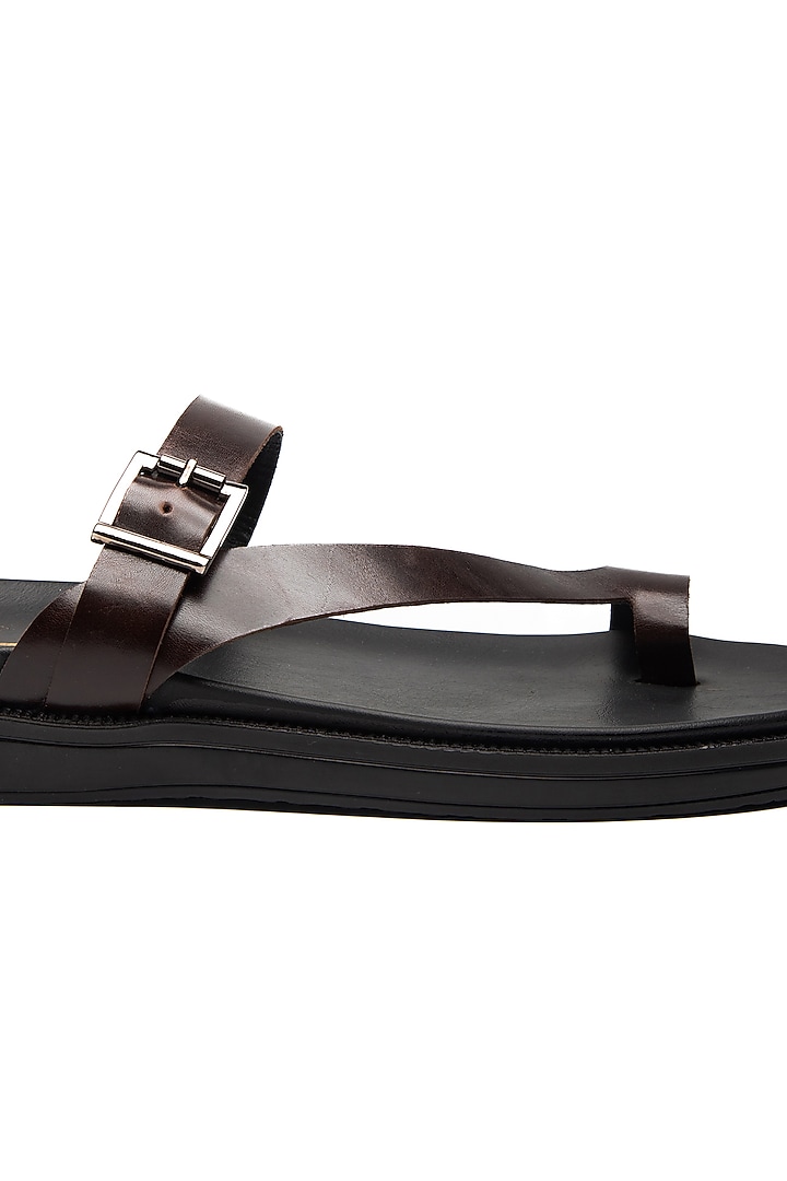 Brown Faux Leather Brown Flats by NIDHI BHANDARI MEN at Pernia's Pop Up Shop
