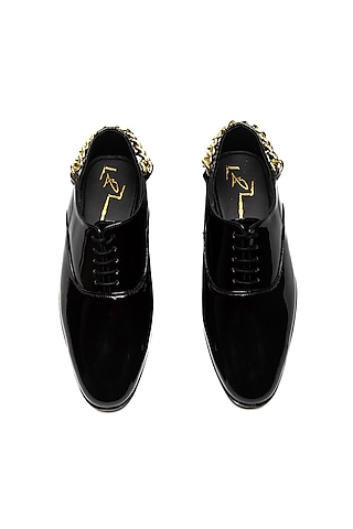 Black Patent Leather Formal Shoes by NIDHI BHANDARI MEN