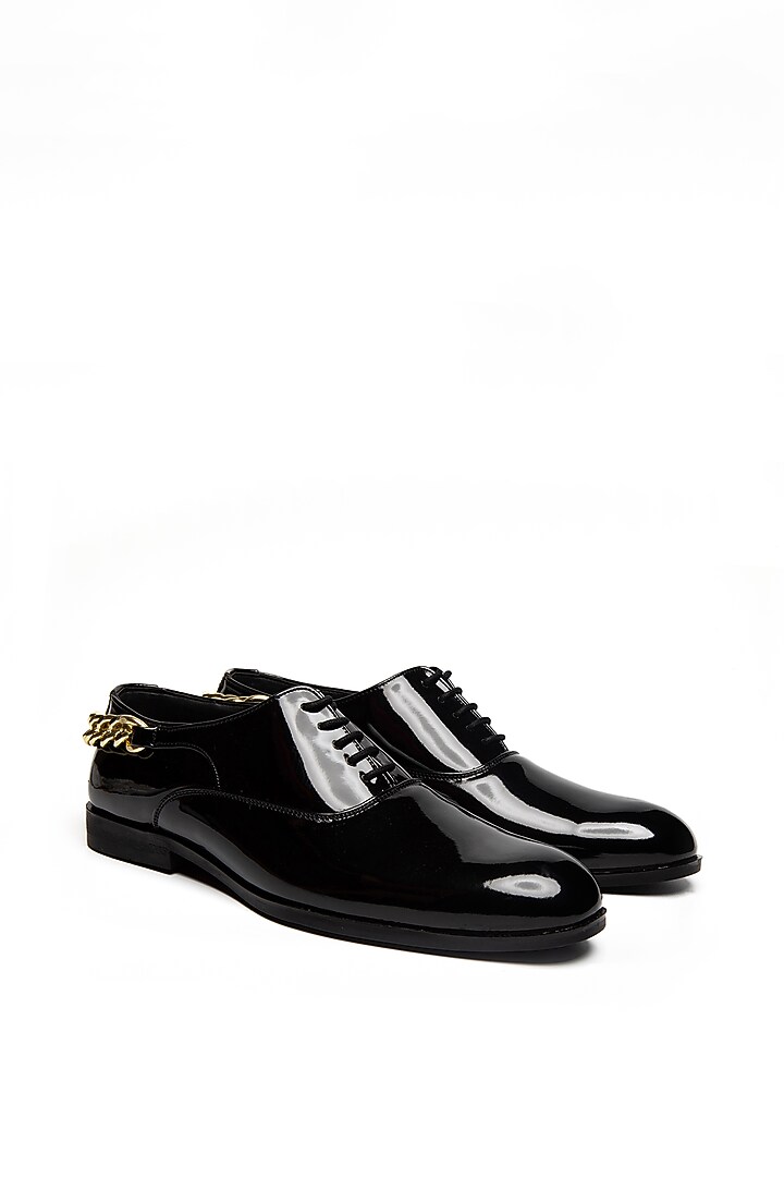 Black Patent Leather Formal Shoes by NIDHI BHANDARI MEN at Pernia's Pop Up Shop