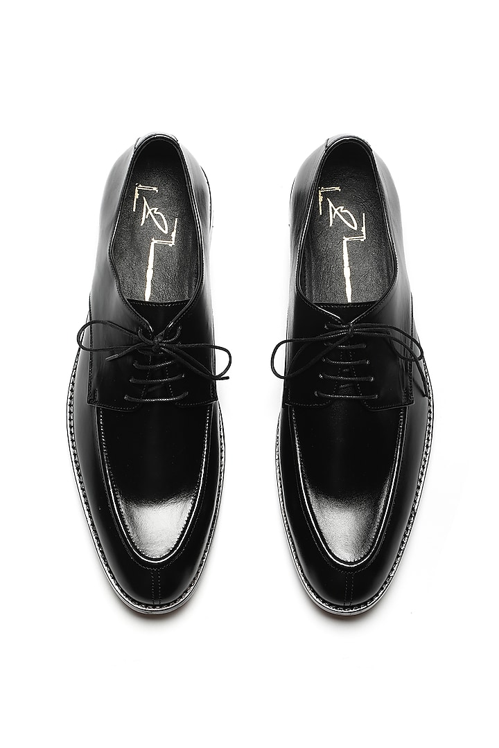 Black Napa Leather Matt Formal Shoes by NIDHI BHANDARI MEN