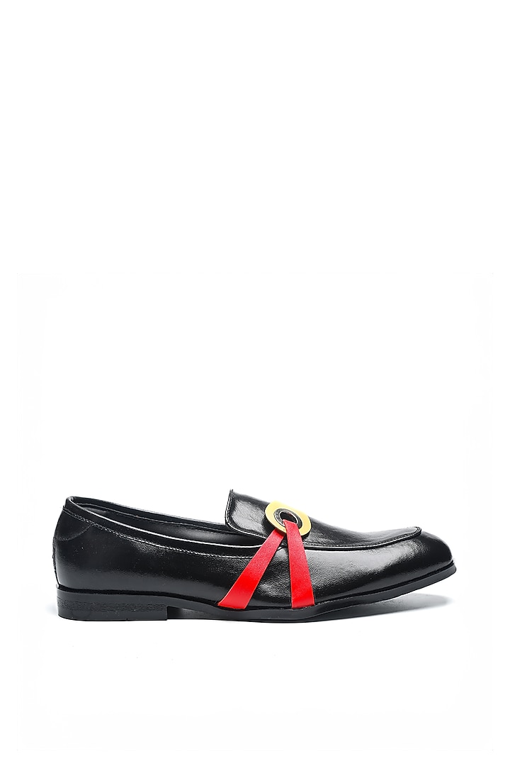 Black Leather Moccasin Shoes by NIDHI BHANDARI MEN at Pernia's Pop Up Shop