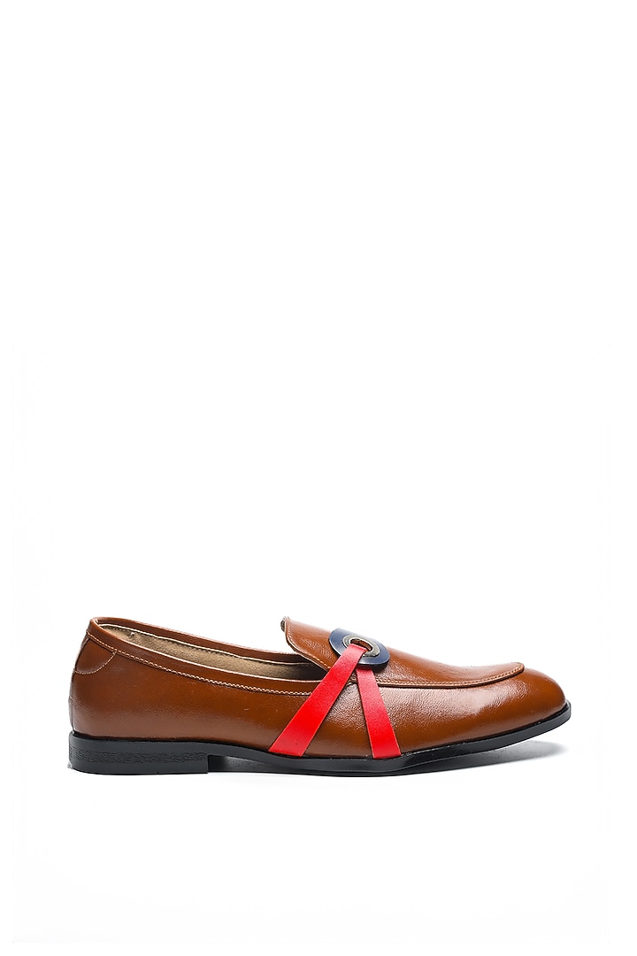 Tan Leather Moccasin Shoes by NIDHI BHANDARI MEN at Pernia's Pop Up Shop