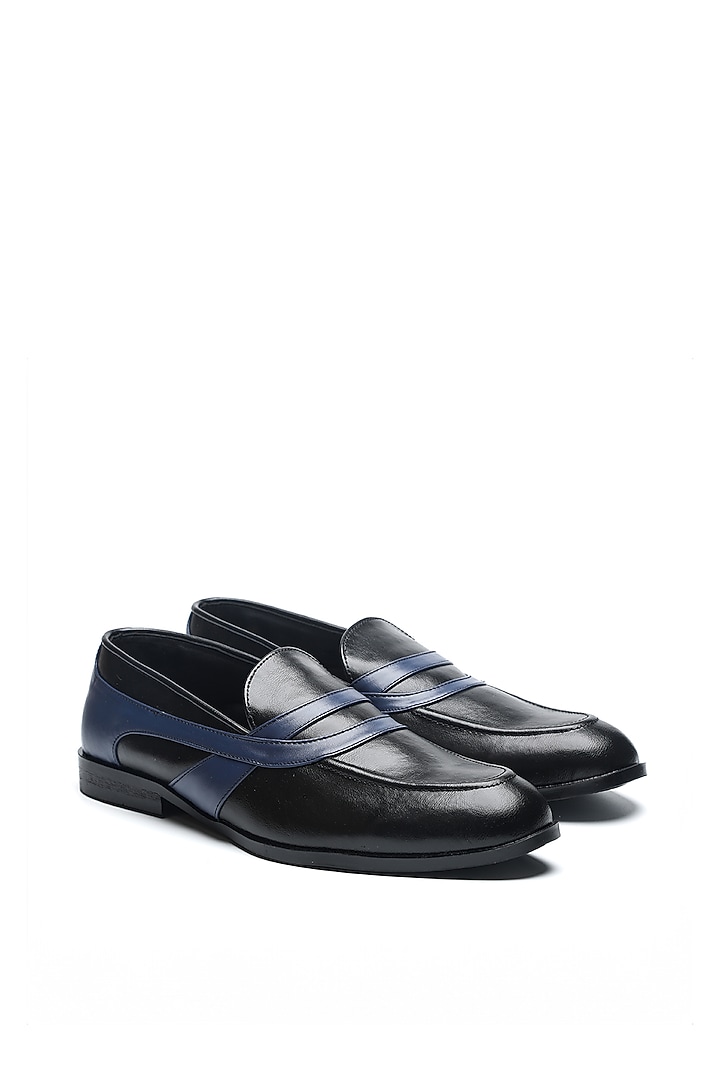 Black Leather Moccasin Shoes by NIDHI BHANDARI MEN at Pernia's Pop Up Shop