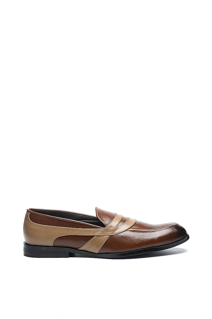 Tan Leather Moccasin Shoes by NIDHI BHANDARI MEN at Pernia's Pop Up Shop