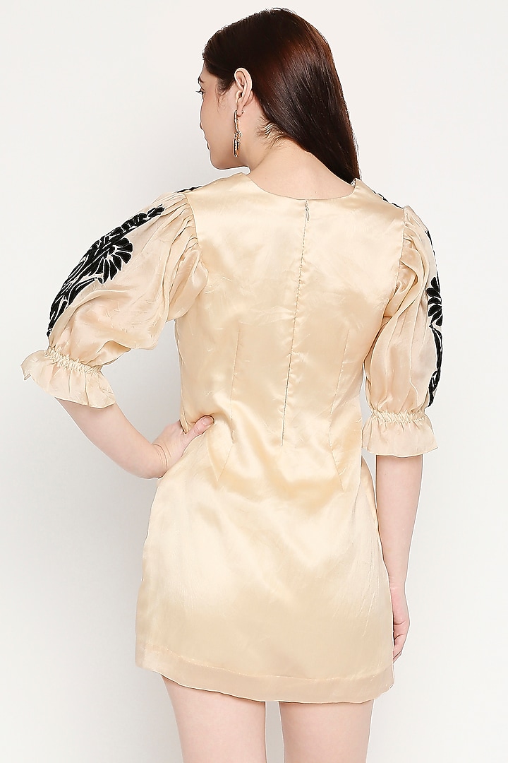 Nude Organza Embroidered Mini Summer Dress by Neha Gursahani at Pernia's Pop Up Shop