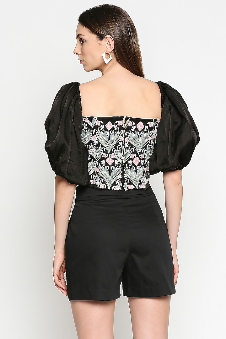 Black Organza & Mercerised Cotton Co-Ord Set by Neha Gursahani at Pernia's Pop Up Shop