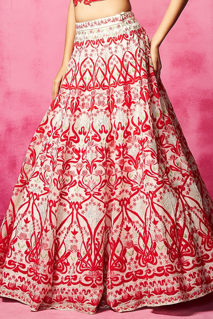 Ivory Organza Embroidered Wedding Lehenga Set by Neha Gursahani at Pernia's Pop Up Shop