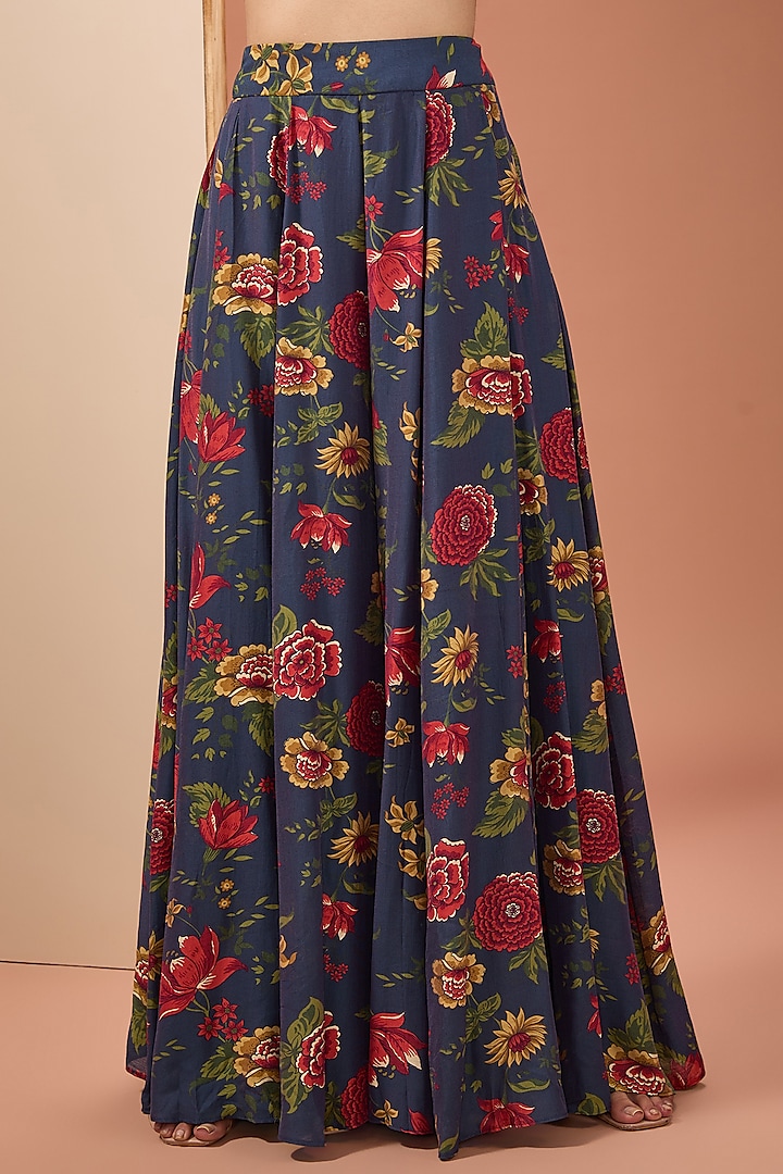 Blue Viscose Cotton Silk & Chinon Digital Printed Party Wear Sharara Set by Neha khullar at Pernia's Pop Up Shop