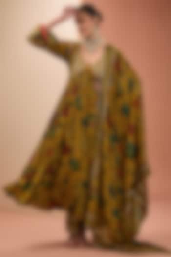 Mustard Viscose Chinon Digital Printed Party Wear Anarkali Set by Neha khullar at Pernia's Pop Up Shop