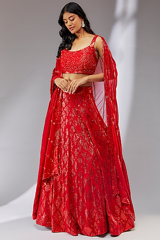 Red Sequin Lehenga 