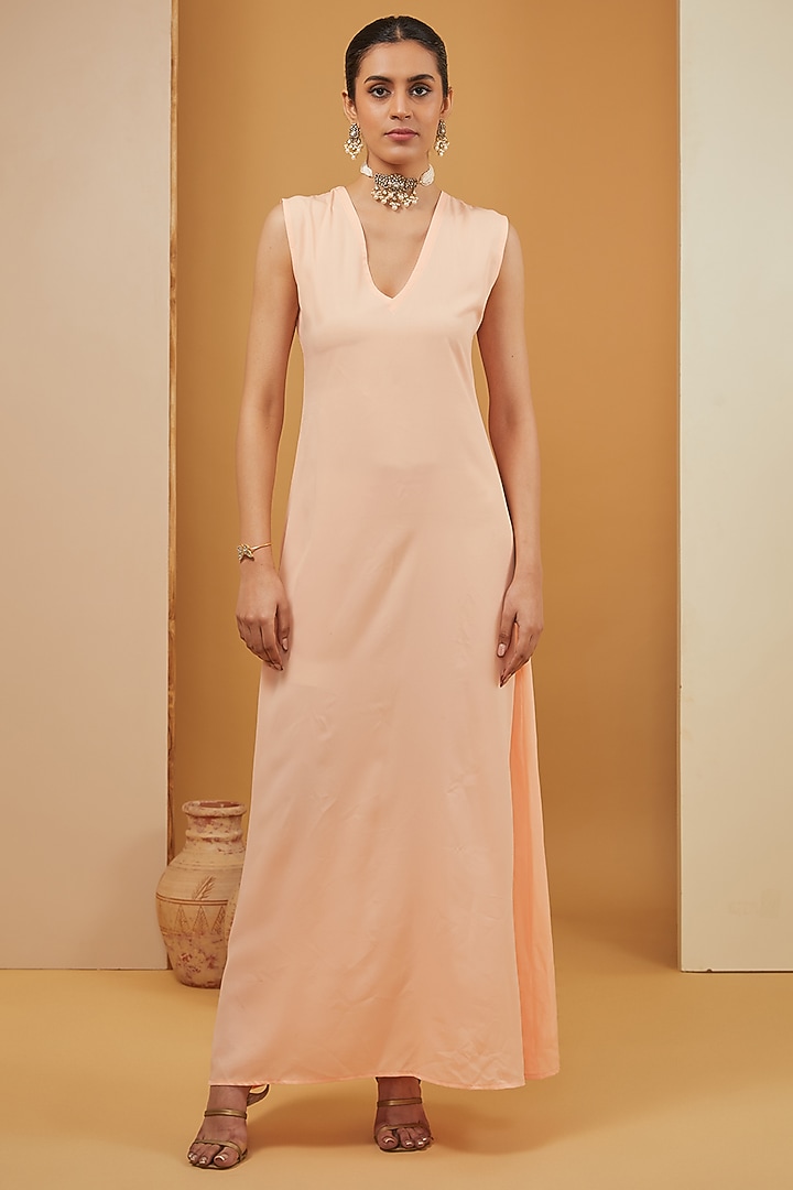 Orange Viscose Chiffon & Crepe Printed Kaftan by Neha Khullar at Pernia's Pop Up Shop
