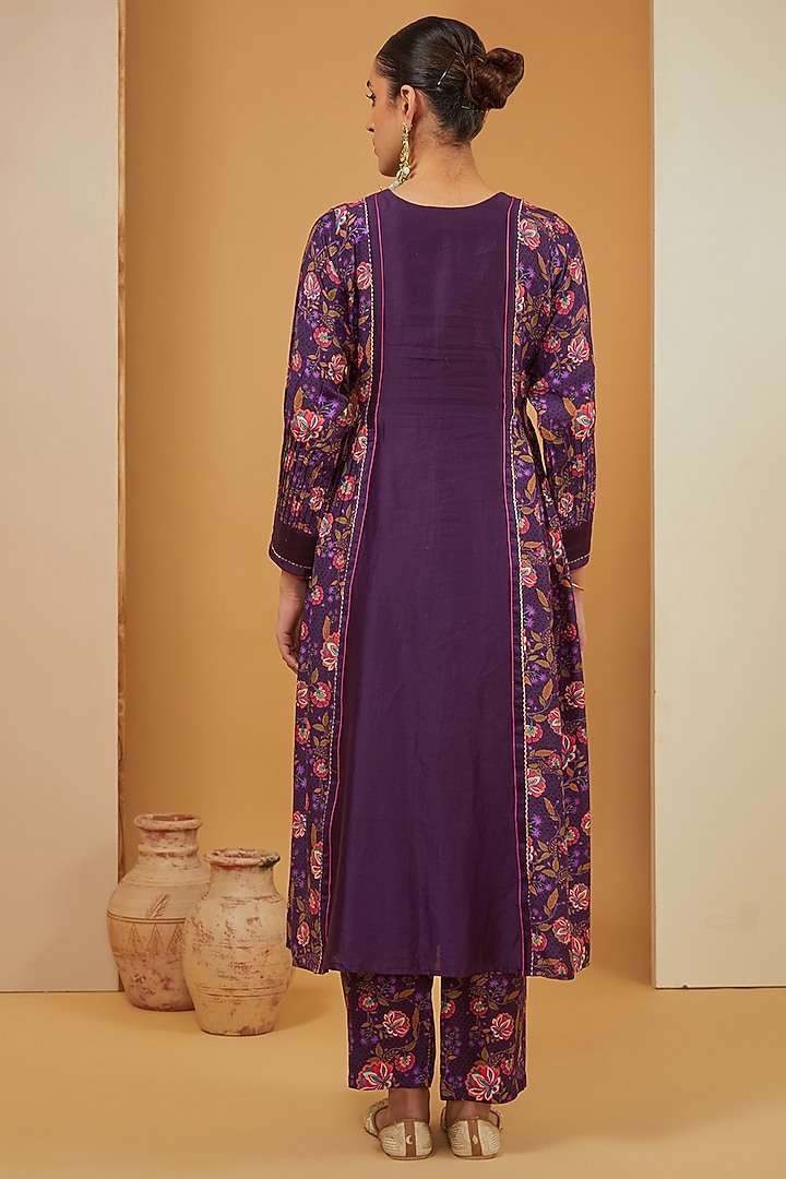 Purple Chanderi Silk Kurta Set by Neha Khullar at Pernia's Pop Up Shop