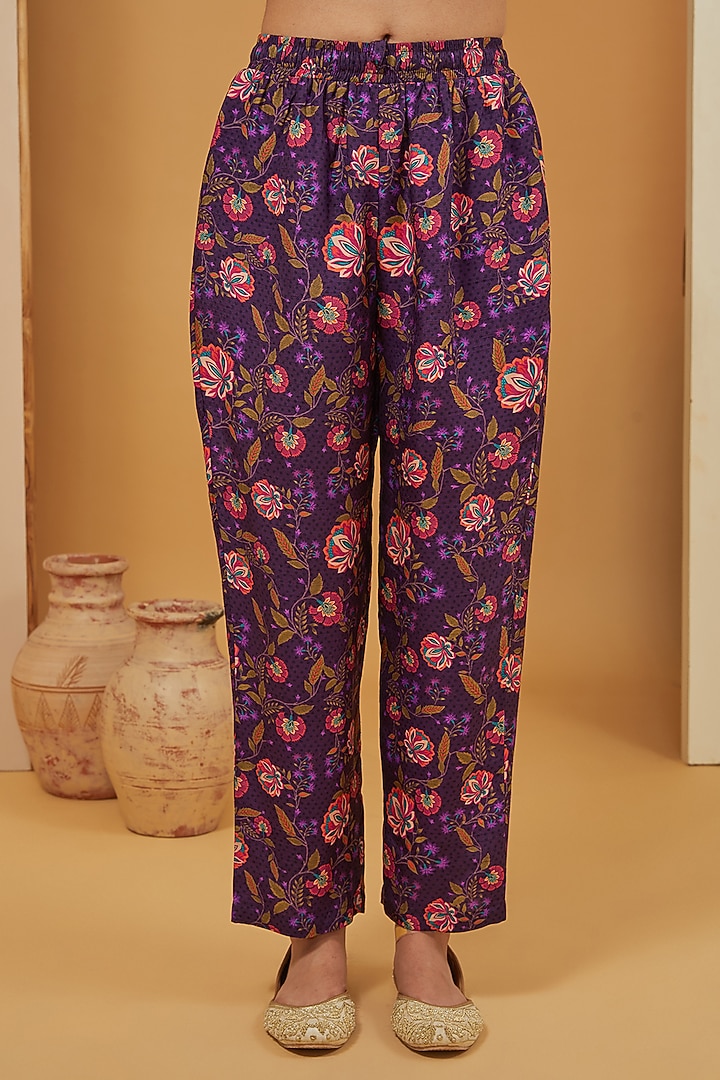 Purple Chanderi Silk Kurta Set by Neha Khullar at Pernia's Pop Up Shop