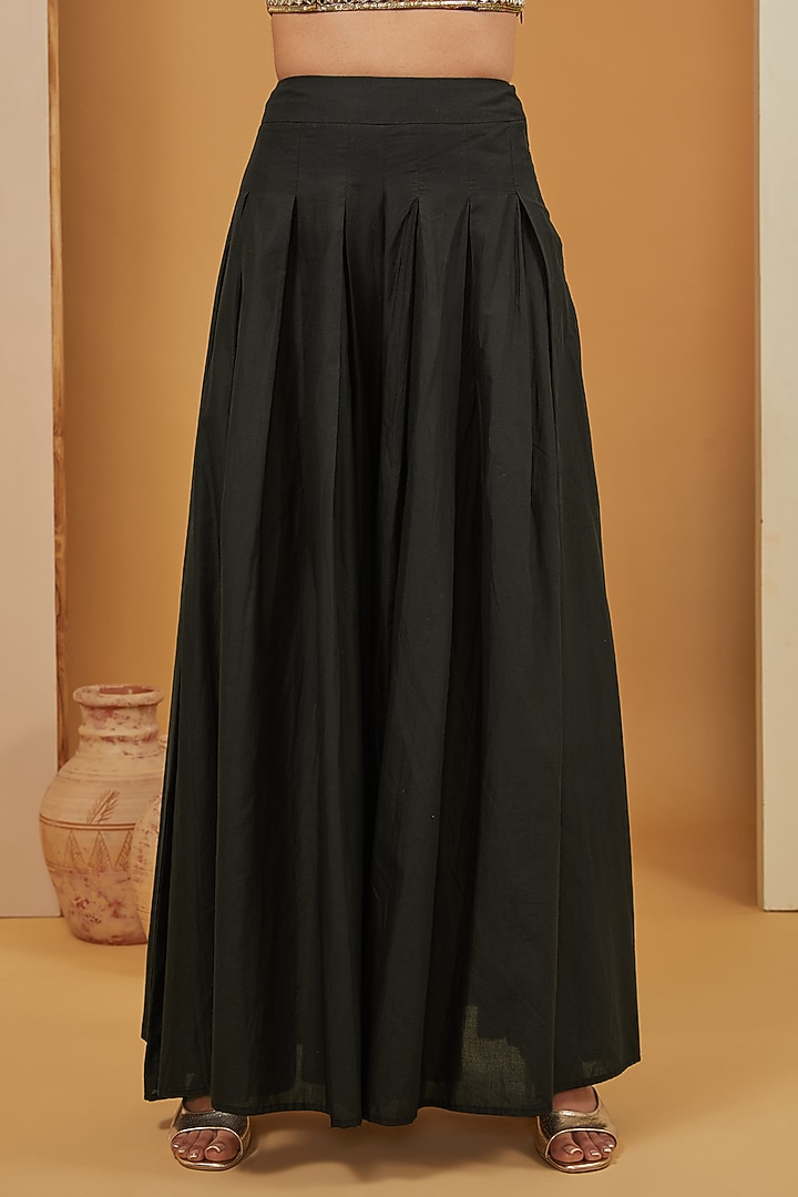 Black Cotton Chanderi Party Wear Sharara Set by Neha Khullar at Pernia's Pop Up Shop