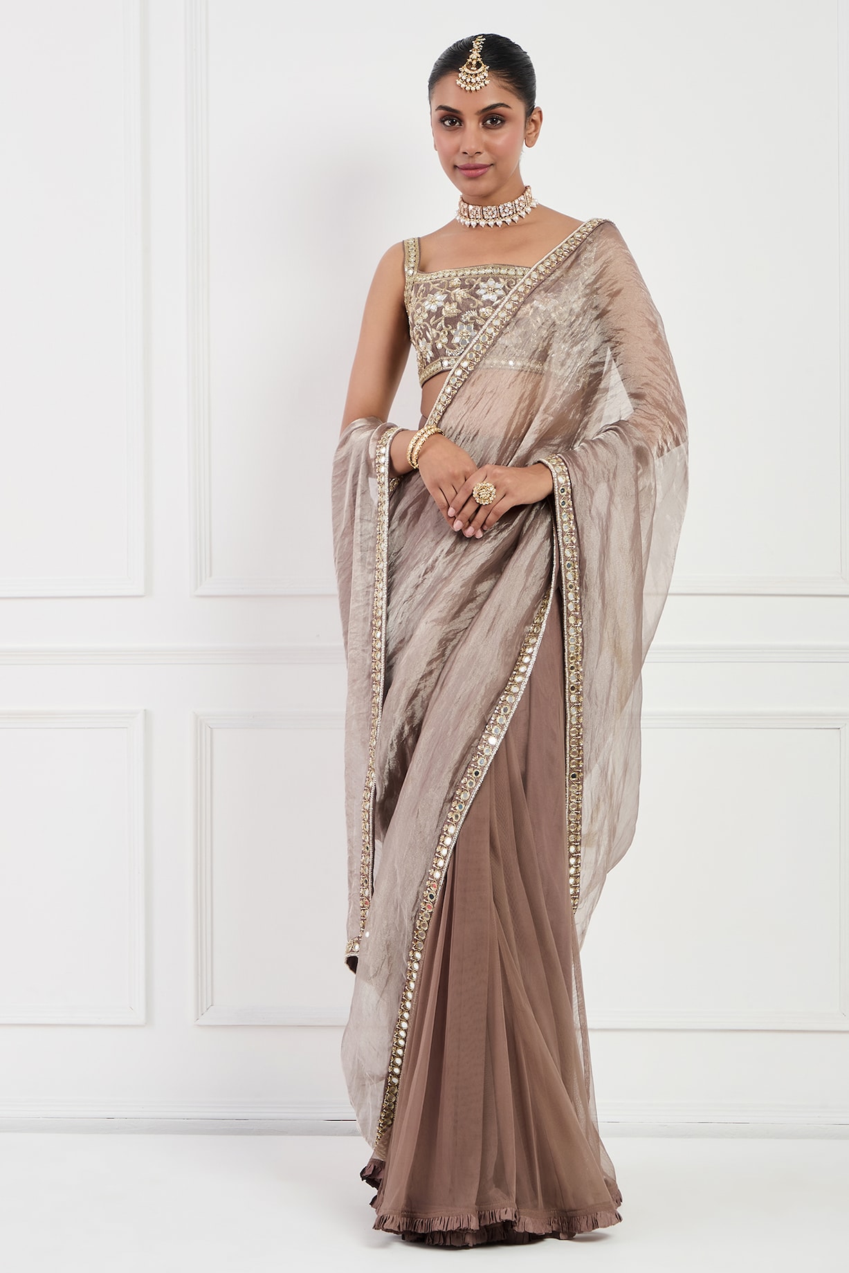 Mocha Mousse Easy-Drape Saree