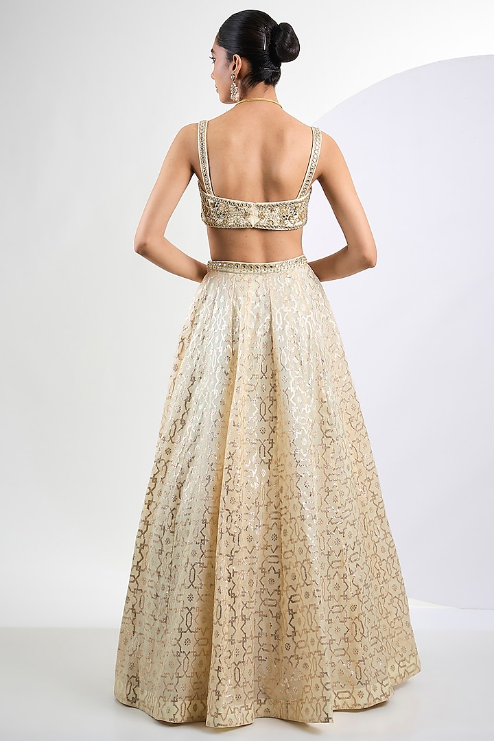 Ivory Banarasi Wedding Lehenga Set by Neha Khullar at Pernia's Pop Up Shop