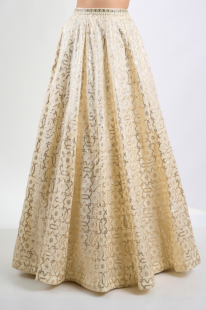 Ivory Banarasi Wedding Lehenga Set by Neha Khullar at Pernia's Pop Up Shop