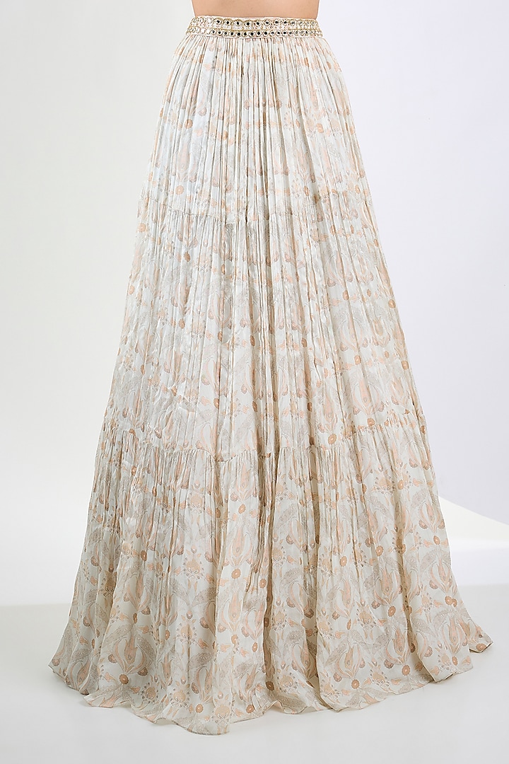 Ivory Chinon Chiffon Printed Wedding Lehenga Set by Neha Khullar at Pernia's Pop Up Shop
