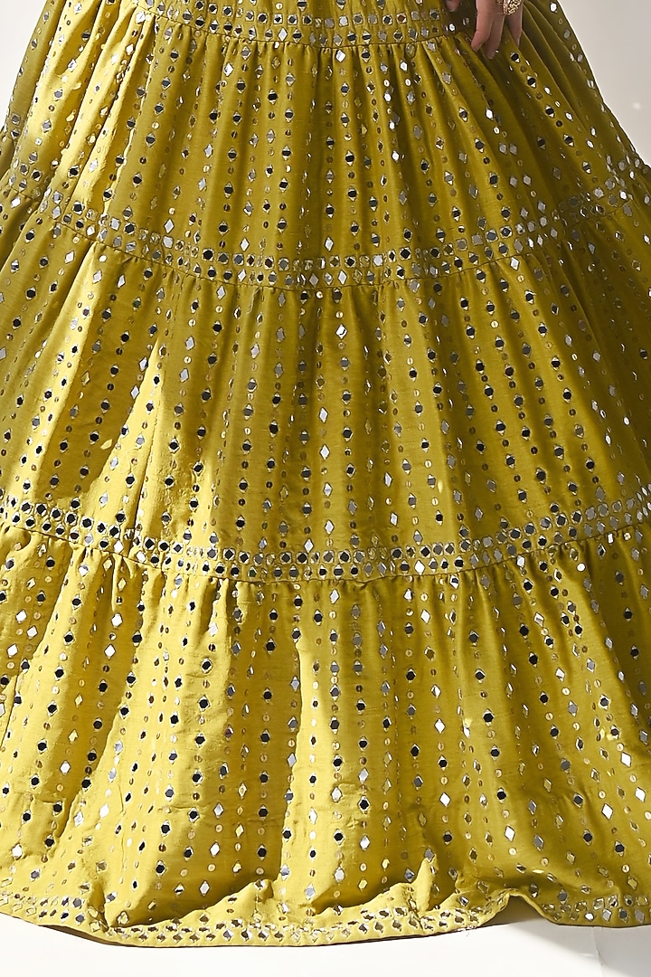 Olive Yellow Embroidered Wedding Lehenga Set by Neha khullar at Pernia's Pop Up Shop