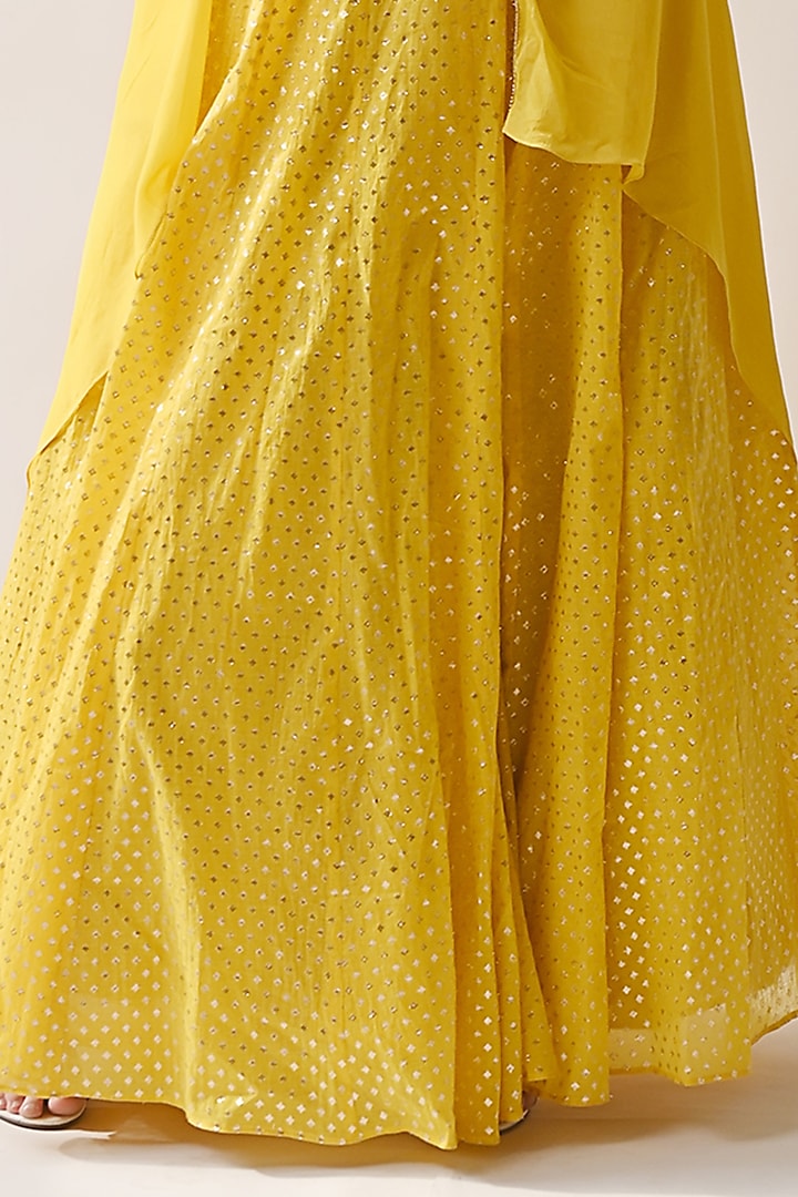 Yellow Chanderi Silk & Organza Wedding Sharara Set by Neha khullar at Pernia's Pop Up Shop