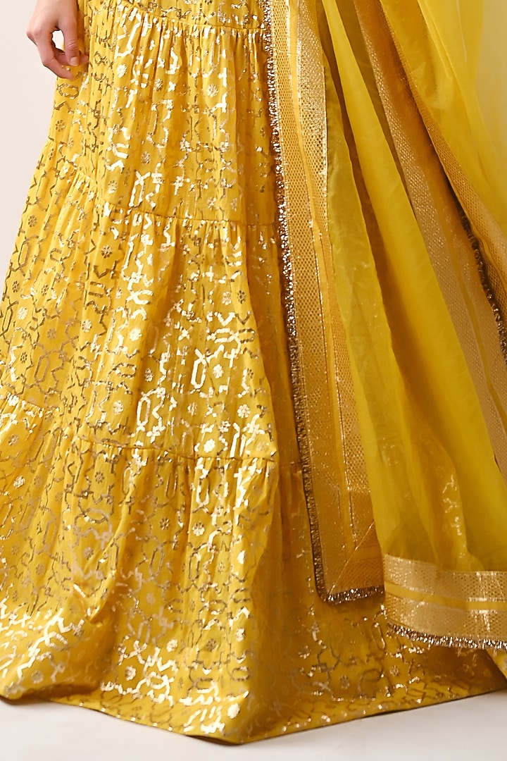 Yellow Hand Embroidered Wedding Lehenga Set by Neha khullar at Pernia's Pop Up Shop