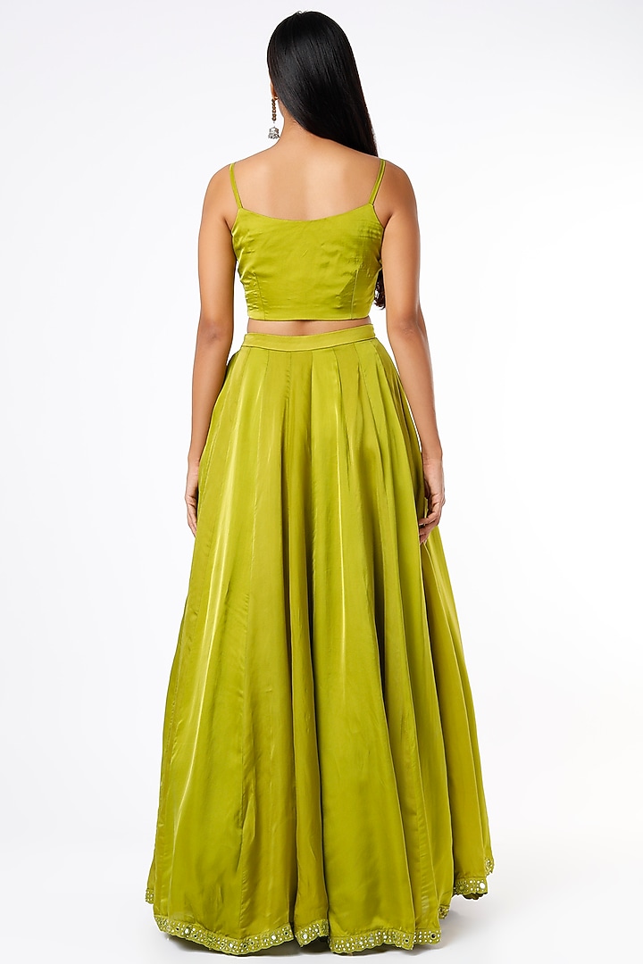 Olive Green Embroidered Wedding Lehenga Set by Neha khullar at Pernia's Pop Up Shop