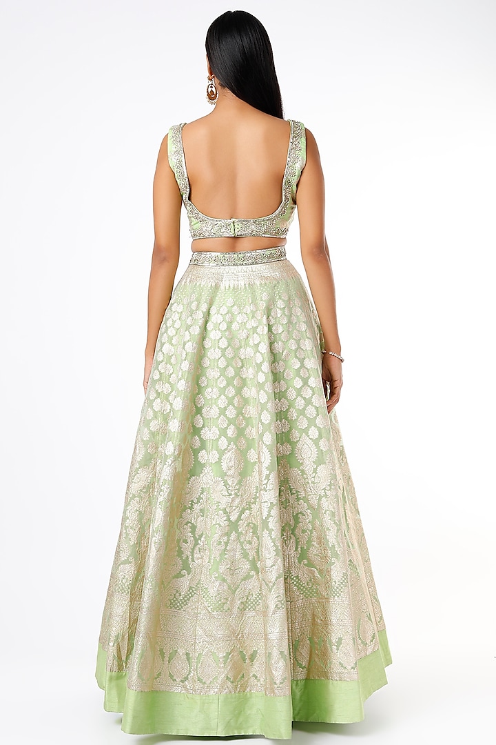 Mint Green Embroidered Wedding Lehenga Set by Neha khullar at Pernia's Pop Up Shop