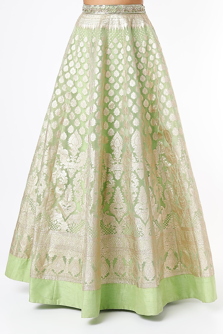 Mint Green Embroidered Wedding Lehenga Set by Neha khullar at Pernia's Pop Up Shop