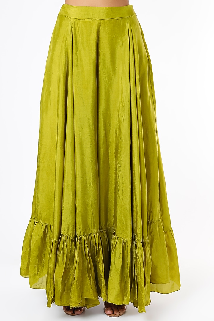 Olive Green Silk Wedding Sharara Set by Neha khullar at Pernia's Pop Up Shop