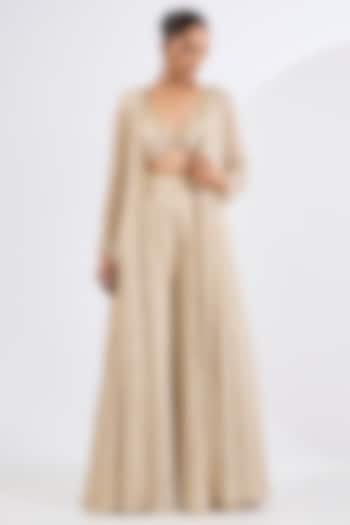 Ivory Viscose Chinon Chiffon Mosaic Printed Wedding Sharara Set by Neha khullar at Pernia's Pop Up Shop