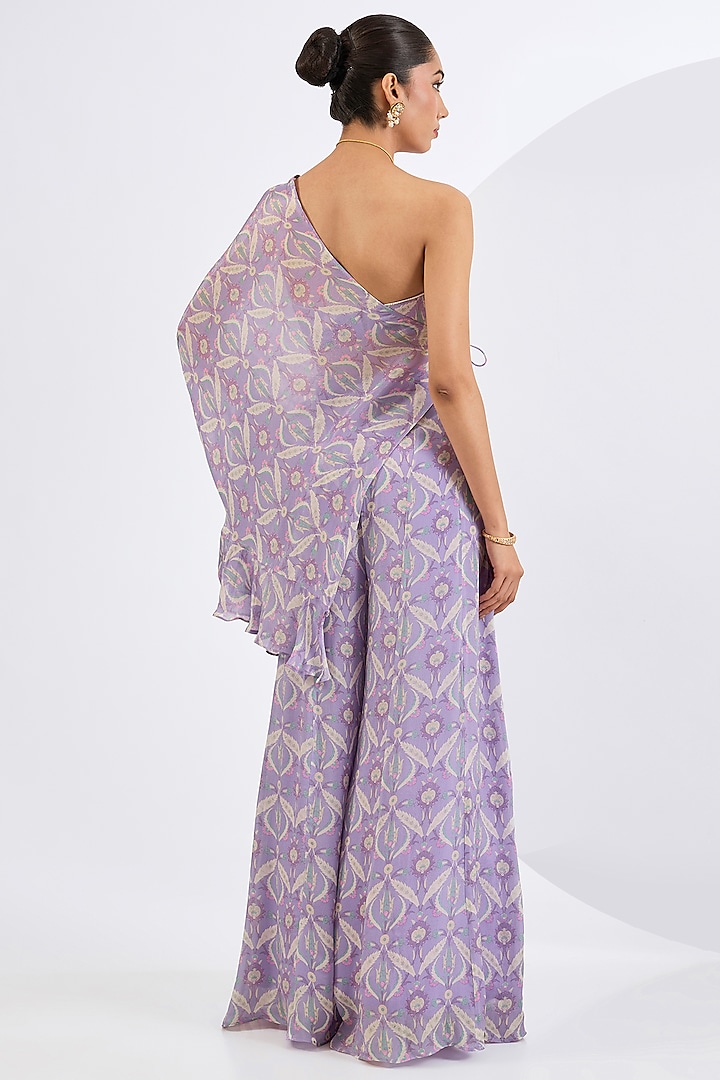 Lilac Viscose Chinon Chiffon Mosaic Printed Party Wear Sharara Set by Neha khullar at Pernia's Pop Up Shop