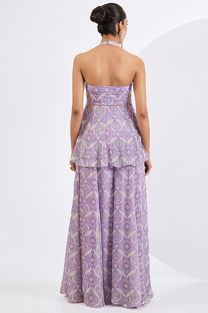 Lilac Viscose Chinon Mosaic Printed Party Wear Sharara Set by Neha khullar at Pernia's Pop Up Shop