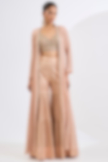 Blush Pink Banarasi Chanderi Mosaic Printed Gharara Set by Neha khullar at Pernia's Pop Up Shop