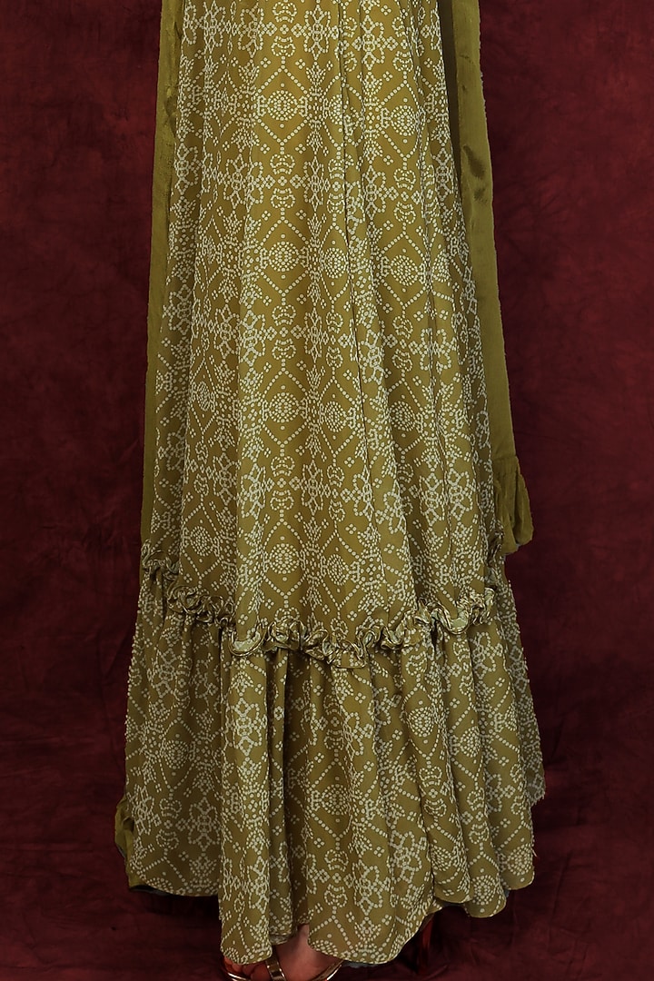 Olive Green Printed Wedding Lehenga Set by Neha khullar at Pernia's Pop Up Shop